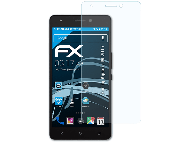 ATFOLIX 3x FX-Clear Displayschutz(für bq Aquaris M 2017)