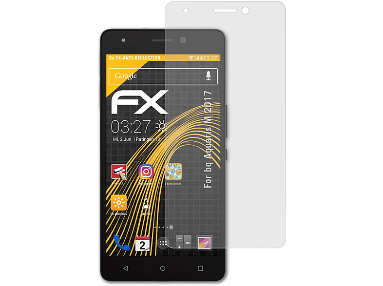 ATFOLIX 3x FX-Antireflex Displayschutz(für bq Aquaris M 2017)