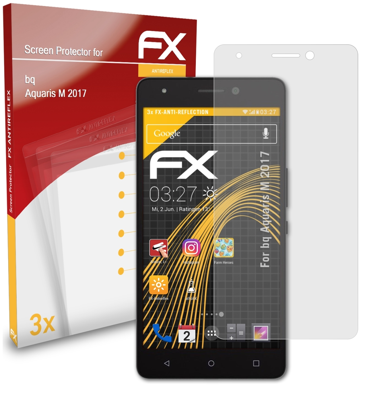 ATFOLIX Displayschutz(für M 3x Aquaris bq 2017) FX-Antireflex