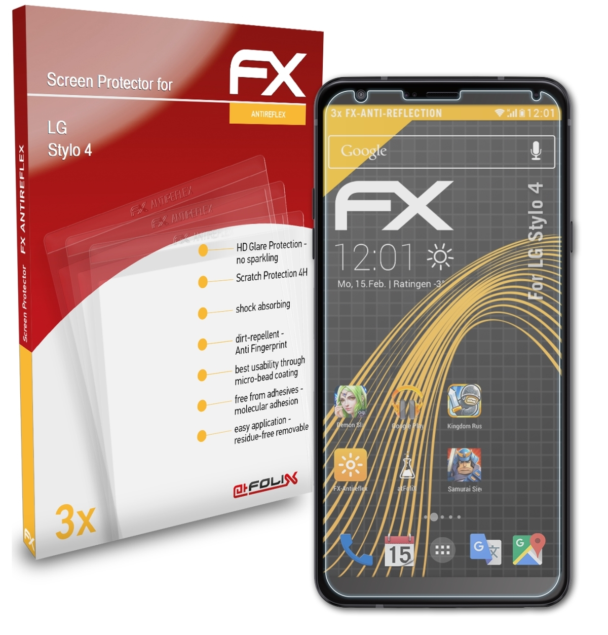 LG Displayschutz(für ATFOLIX 4) FX-Antireflex Stylo 3x