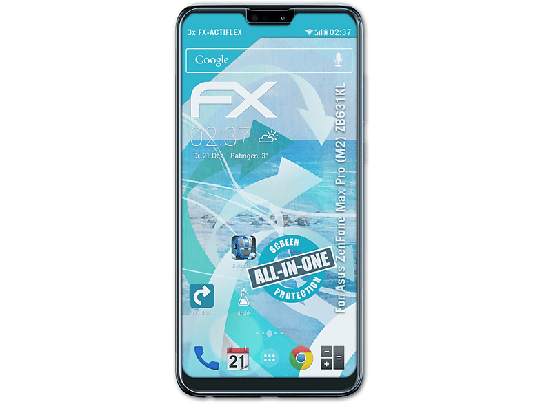 ATFOLIX 3x FX-ActiFleX Displayschutz(für (M2) Pro (ZB631KL)) ZenFone Asus Max