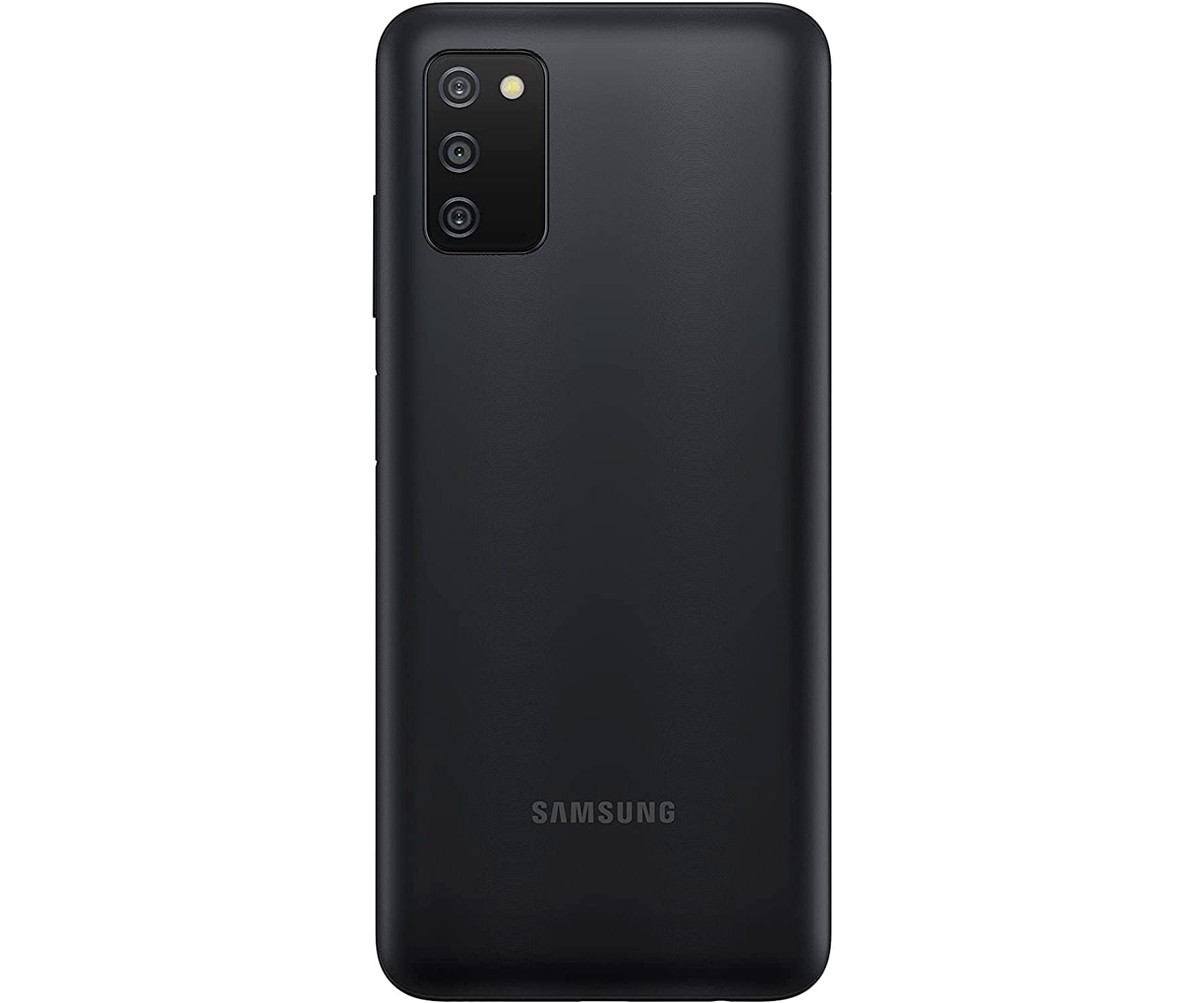 Czarny telefon z trzema aparatami z tyłu i logo Samsung.