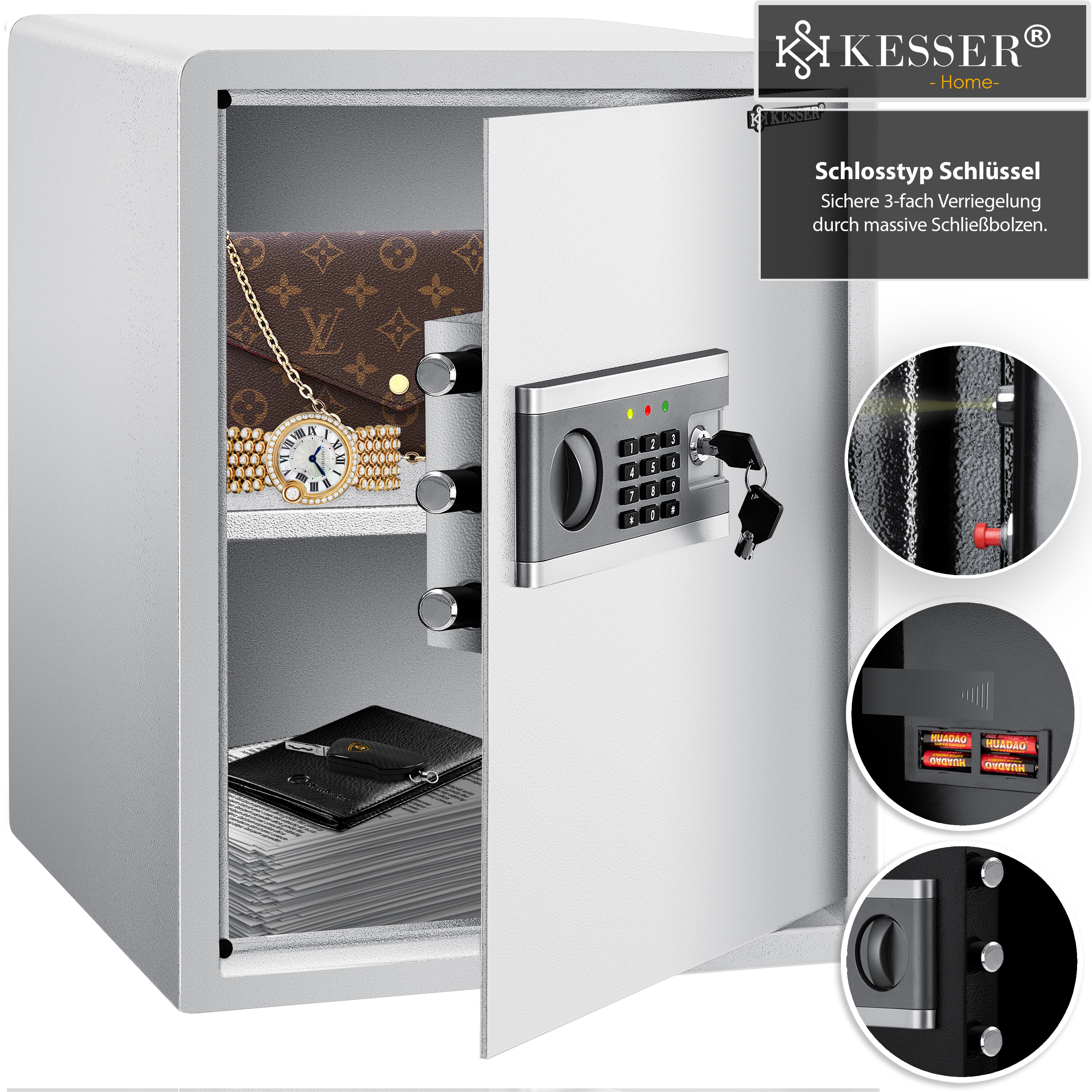 KESSER 22237 Tresor Safe XL silber Elektrischer