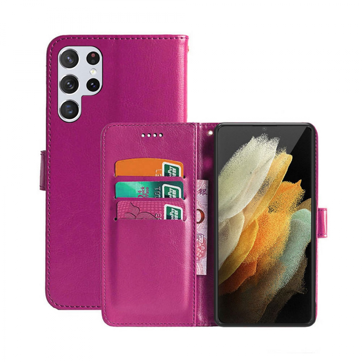 CASEONLINE Klappbare - Pink, Samsung, S22 Bookcover, Galaxy Multicolor Ultra