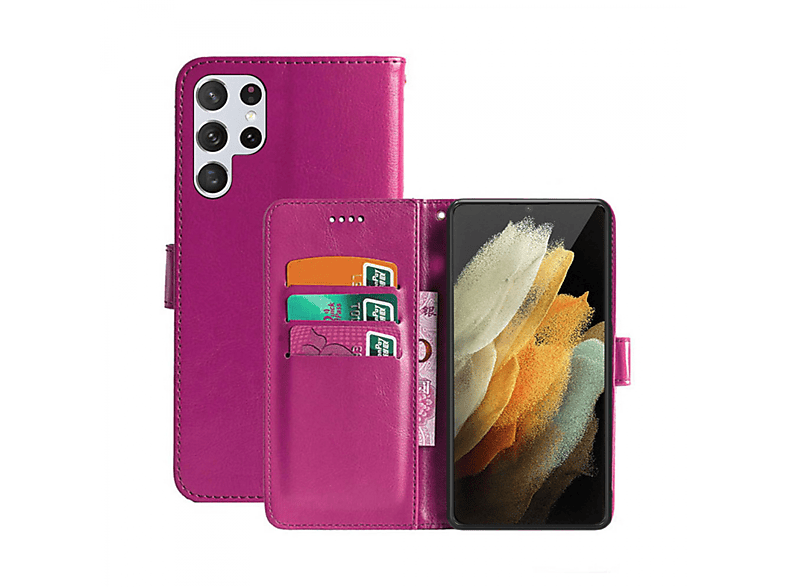CASEONLINE Klappbare S22 Galaxy Bookcover, Samsung, Multicolor Ultra, - Pink