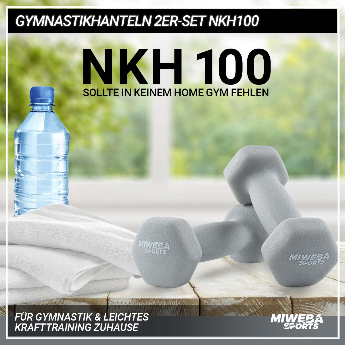 MIWEBA SPORTS Gymnastikhanteln 2er Set NKH100 Kurzhantel, Grau