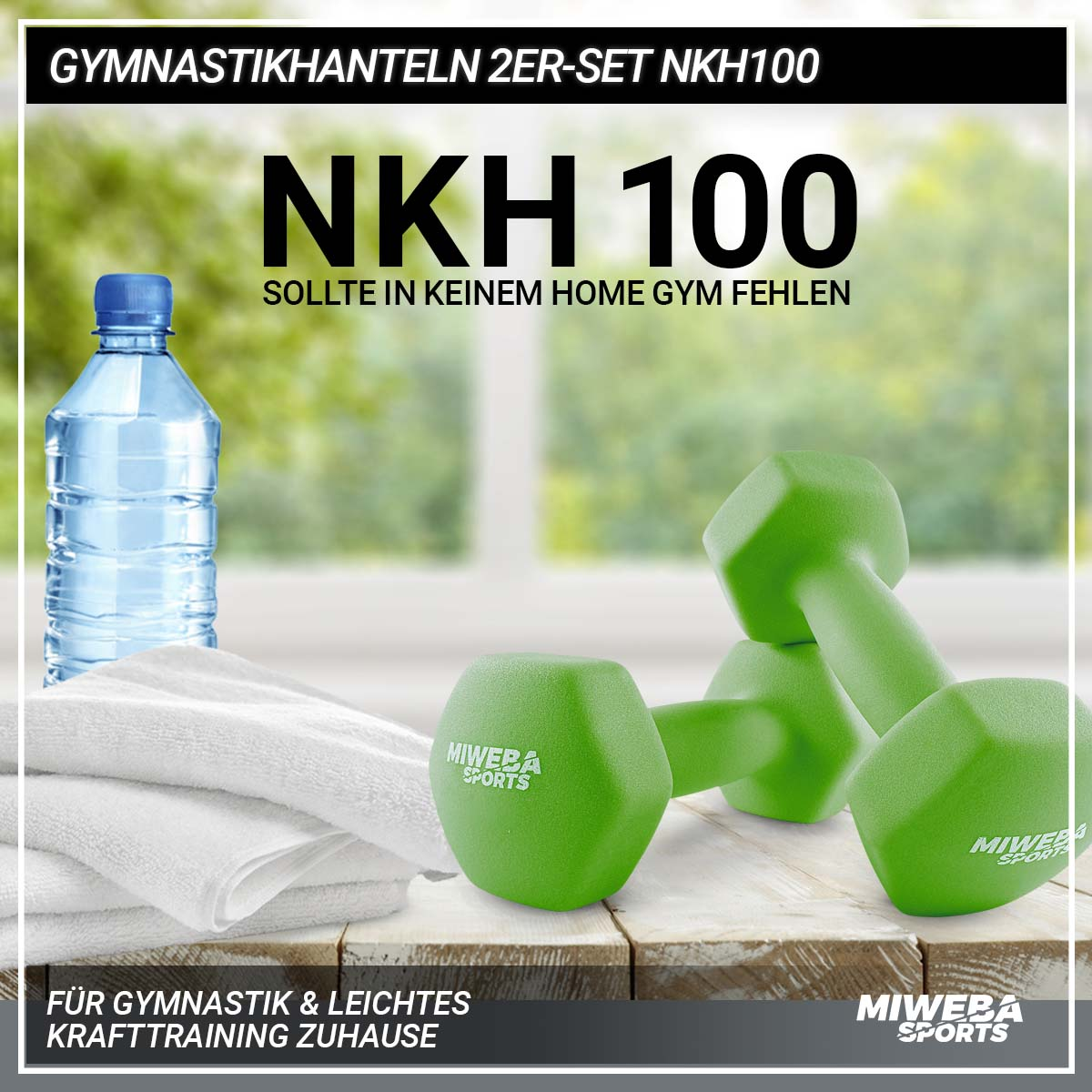 MIWEBA Gymnastikhanteln SPORTS Kurzhantel, Grün Set 2er NKH100