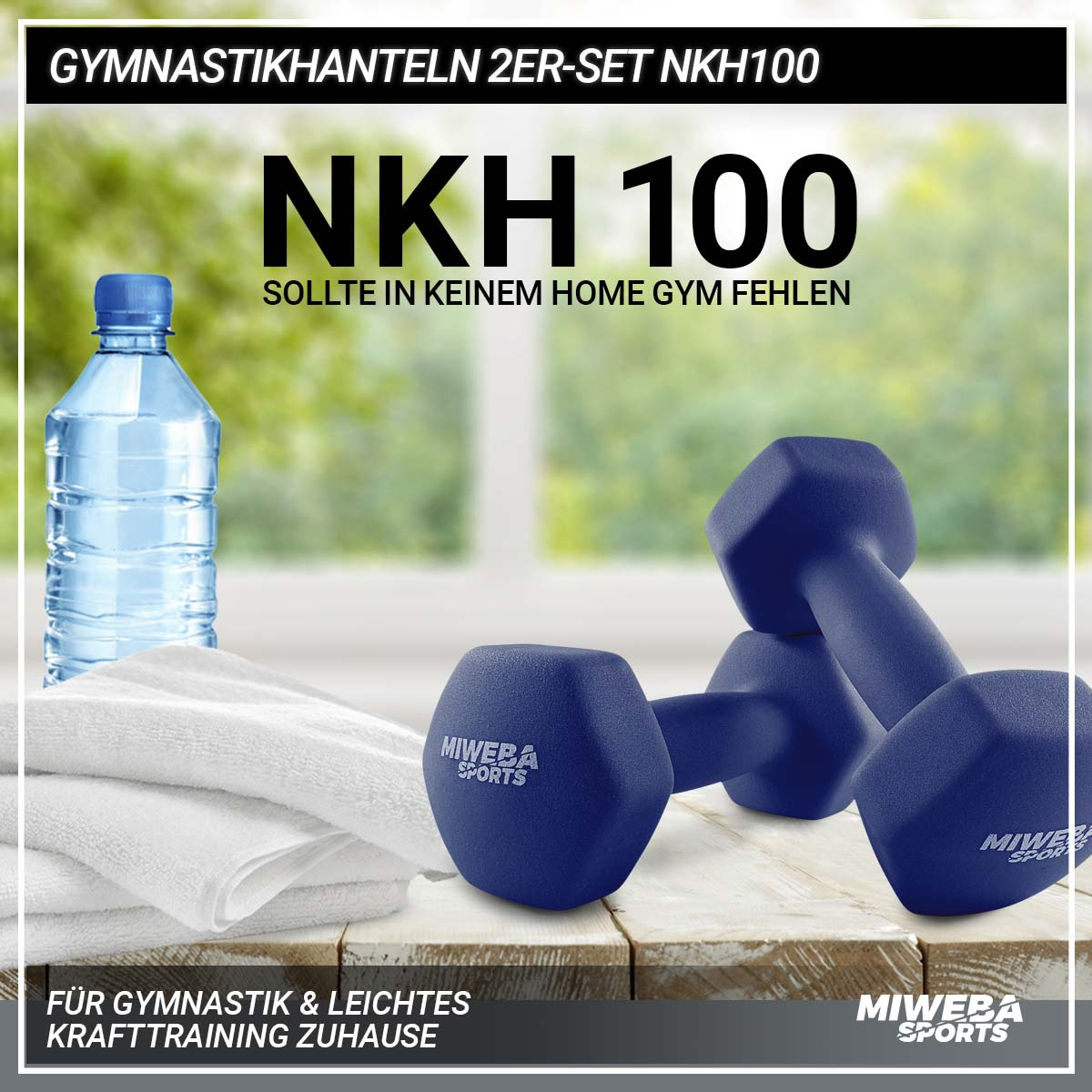 MIWEBA SPORTS Gymnastikhanteln 2er NKH100 Königsblau Set Kurzhantel