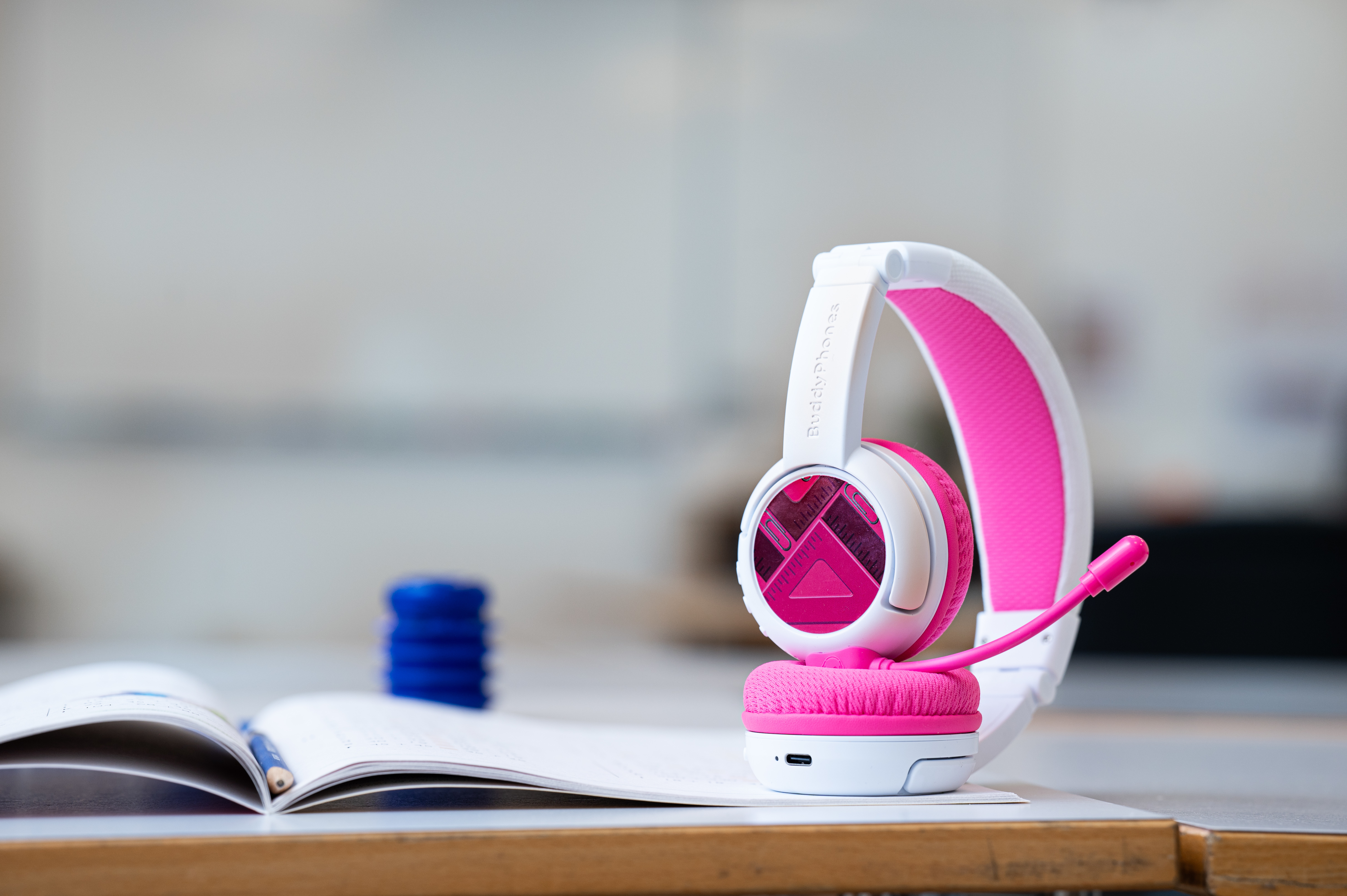 Rosa Kopfhörer BUDDYPHONES Bluetooth Kinder On-ear Wireless, School+