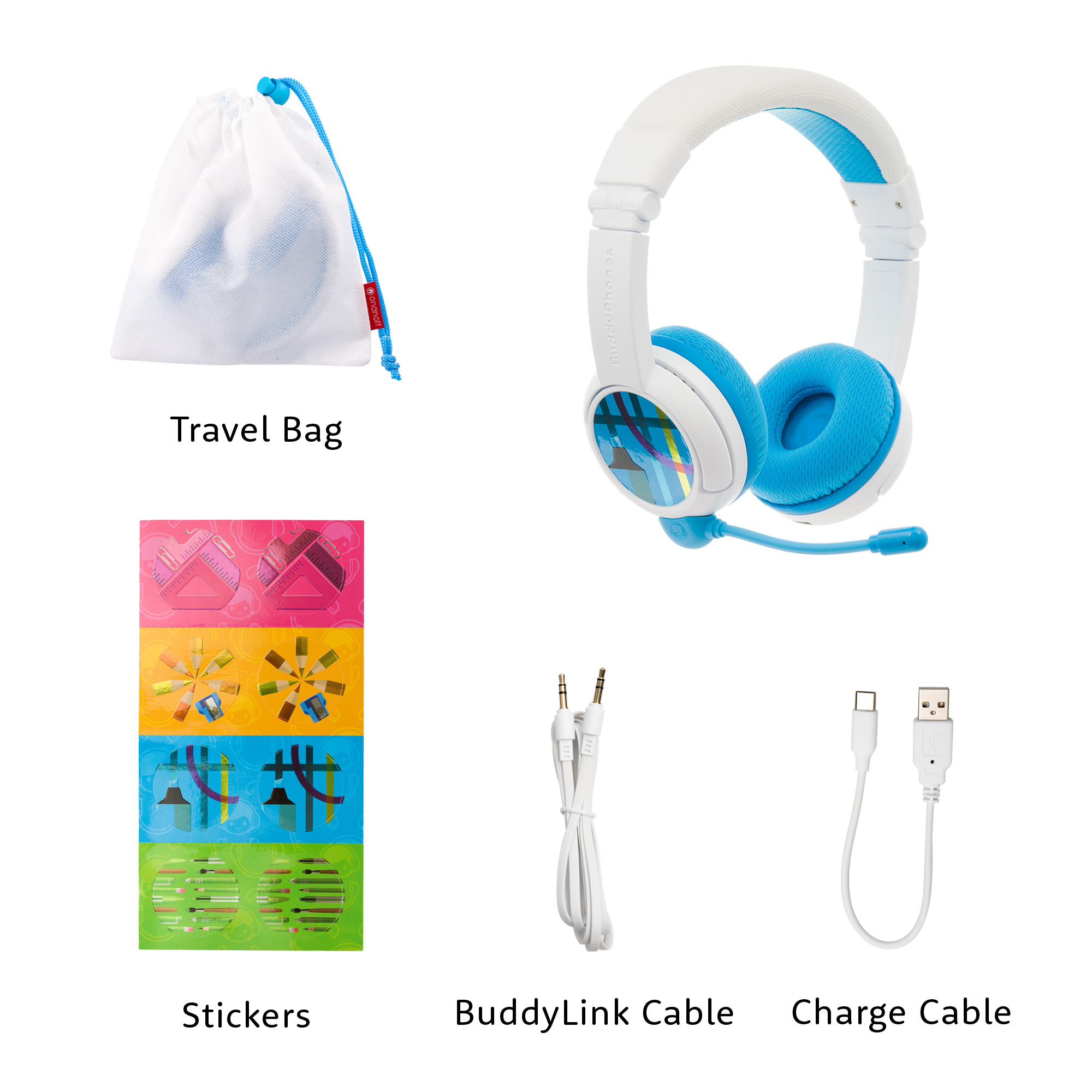 BUDDYPHONES School+ Wireless, Kinder Blau Bluetooth Kopfhörer On-ear