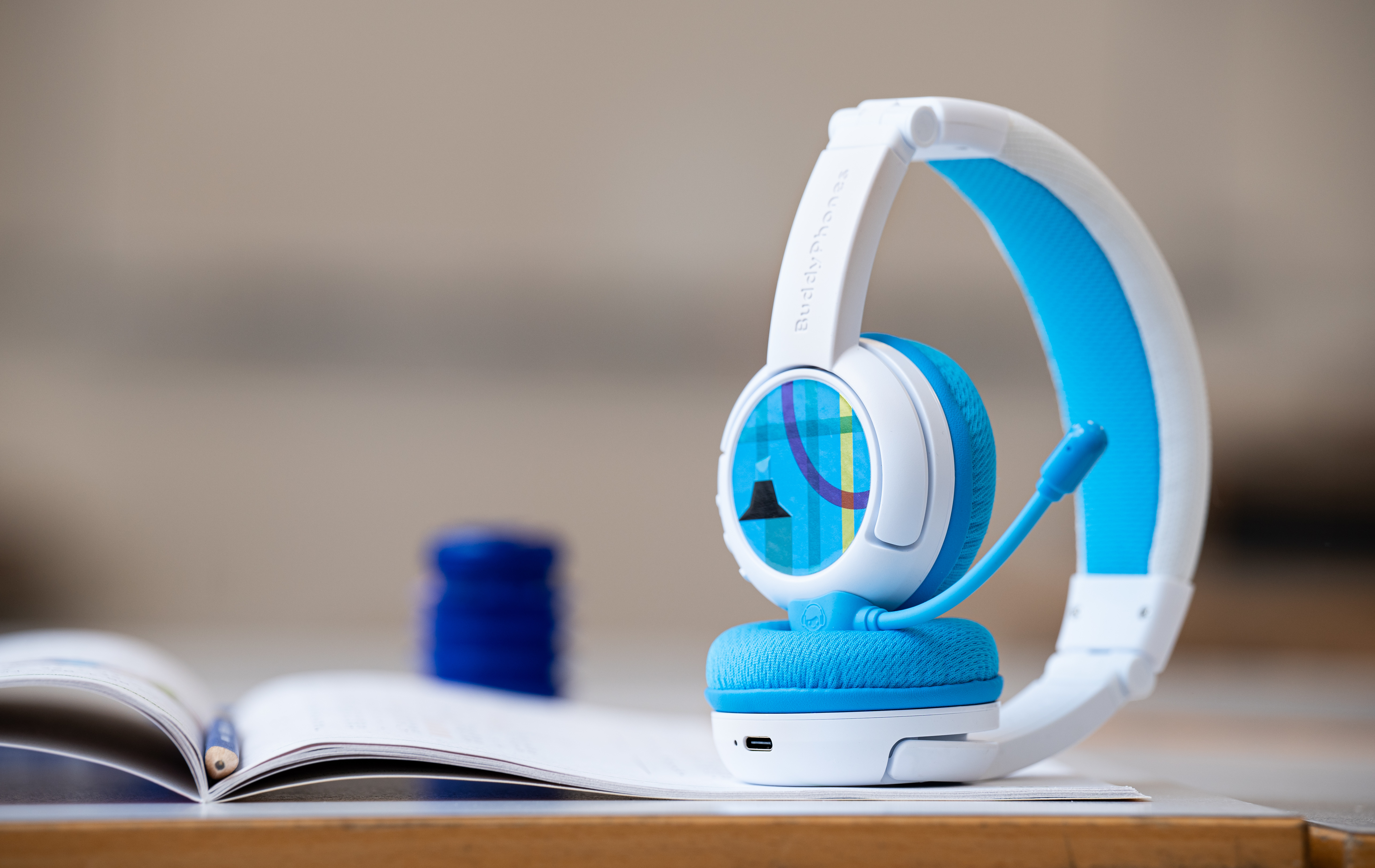 BUDDYPHONES School+ Wireless, Kinder Blau Bluetooth Kopfhörer On-ear