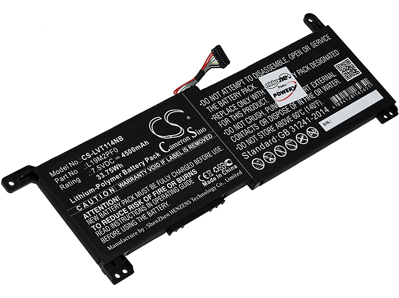 POWERY Akku für Lenovo Ideapad Slim 1-14AST-05 Li-Ion Akku, 7.5 Volt, 4500mAh