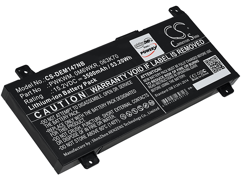 POWERY 3500mAh 15.2 Typ M6WKR Dell Li-Ion für Akku Akku, Volt,