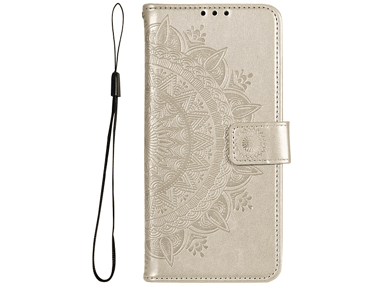 COVERKINGZ Klapphülle mit Mandala Muster, Bookcover, Samsung, Galaxy M52 5G, Gold