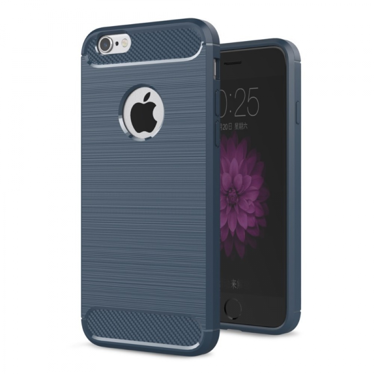 Apple, iPhone 6, CASEONLINE Gebürstet Backcover, Schwarz - Blau,