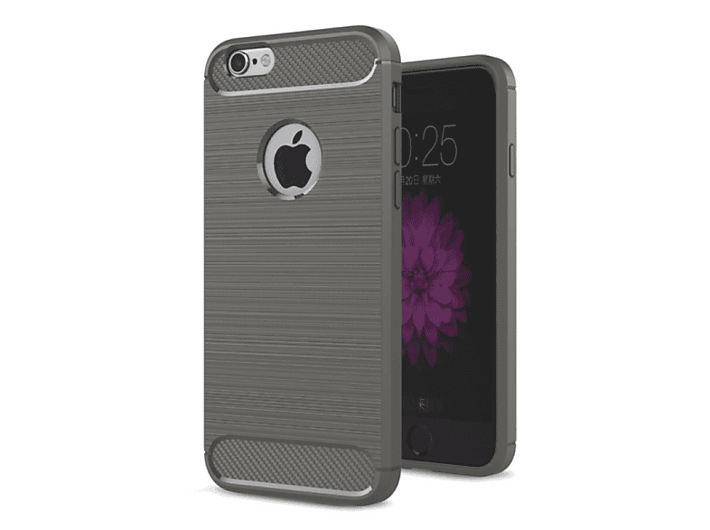 CASEONLINE Gebürstet - Grau, Schwarz iPhone Backcover, Apple, 6
