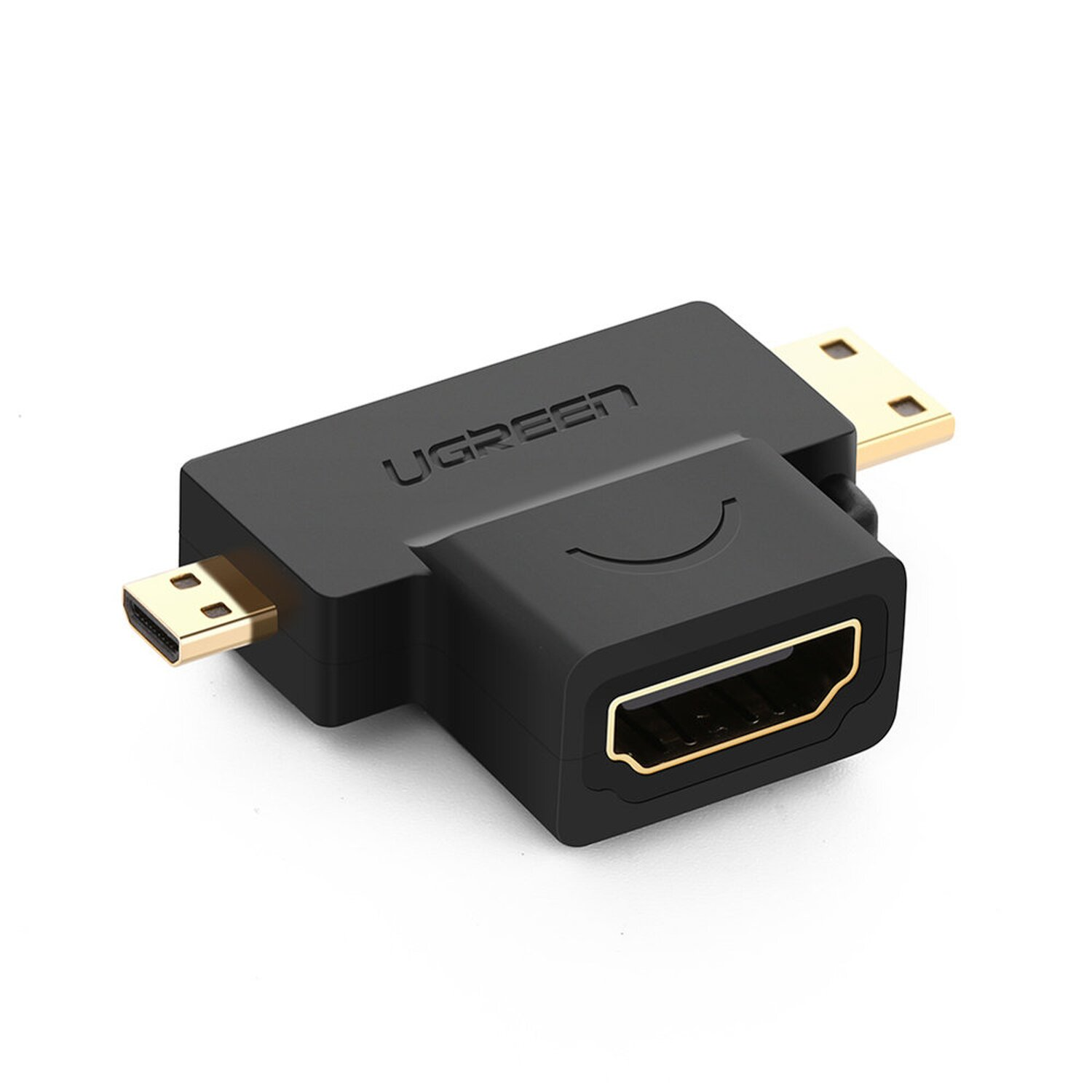Adattatore HDMI UGREEN nero con connessione mini e micro USB.