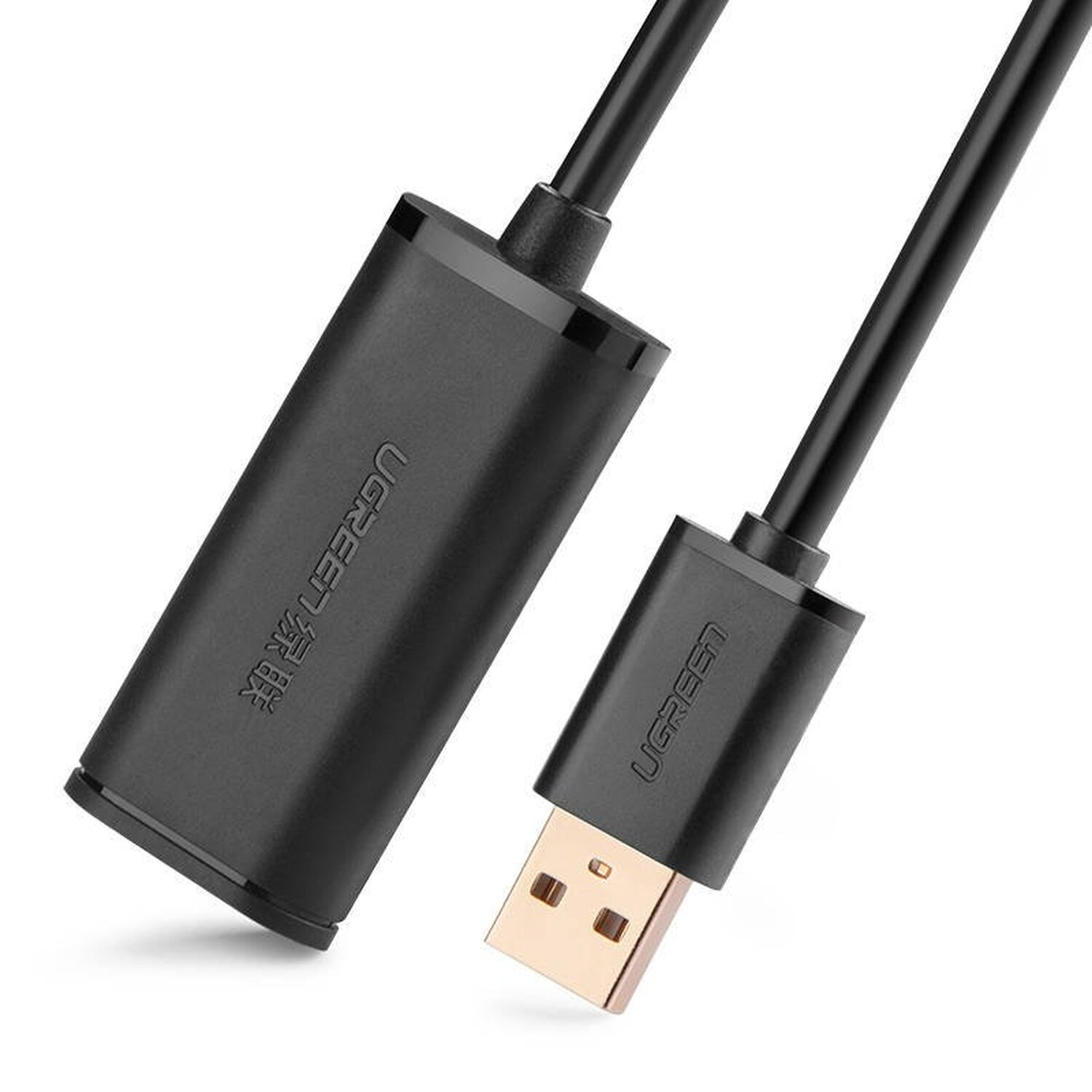 Zwei schwarze USB-Kabel mit UGREEN-Markenzeichen. Eines ist USB-A, das andere USB-C.