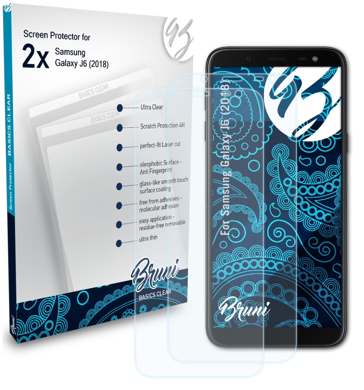 BRUNI J6 Galaxy (2018)) Samsung Schutzfolie(für 2x Basics-Clear