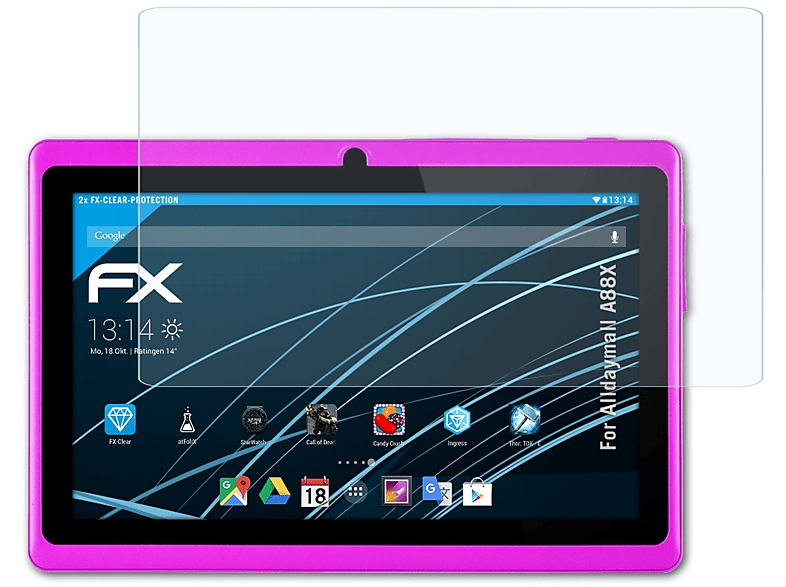 ATFOLIX 2x FX-Clear Displayschutz(für Alldaymall A88X)