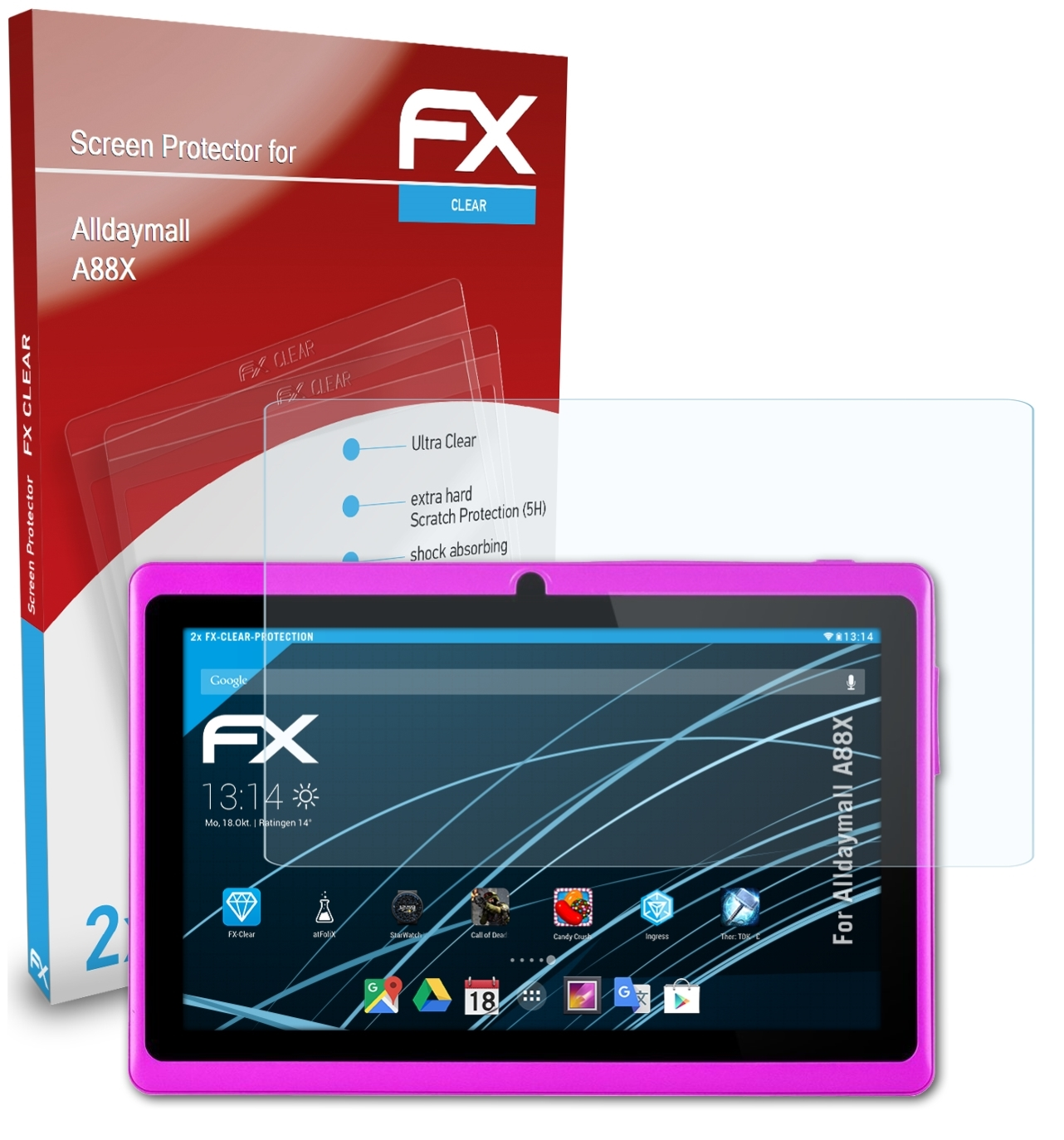 ATFOLIX 2x Alldaymall FX-Clear Displayschutz(für A88X)