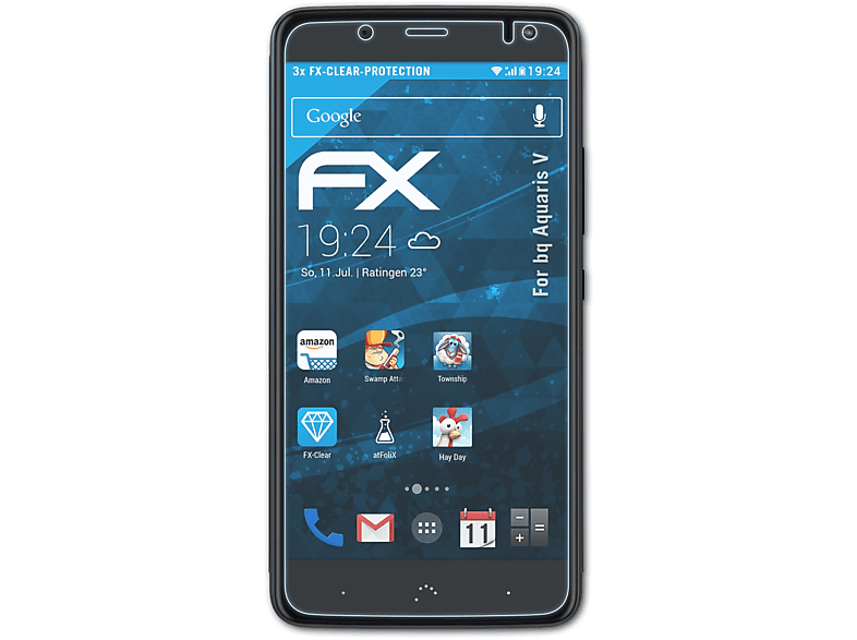 ATFOLIX 3x FX-Clear Displayschutz(für bq Aquaris V)