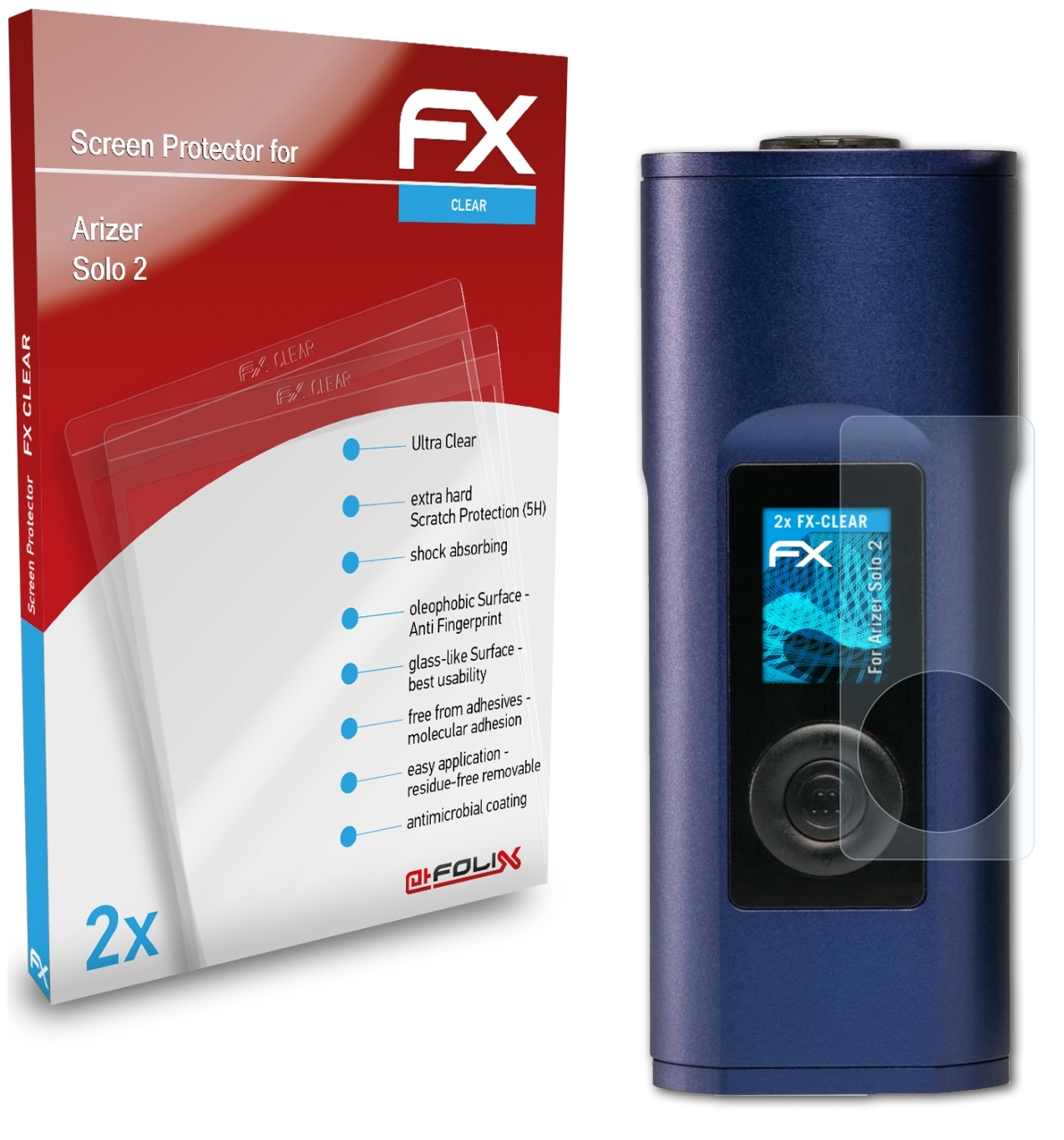 ATFOLIX 2x FX-Clear 2) Arizer Displayschutz(für Solo
