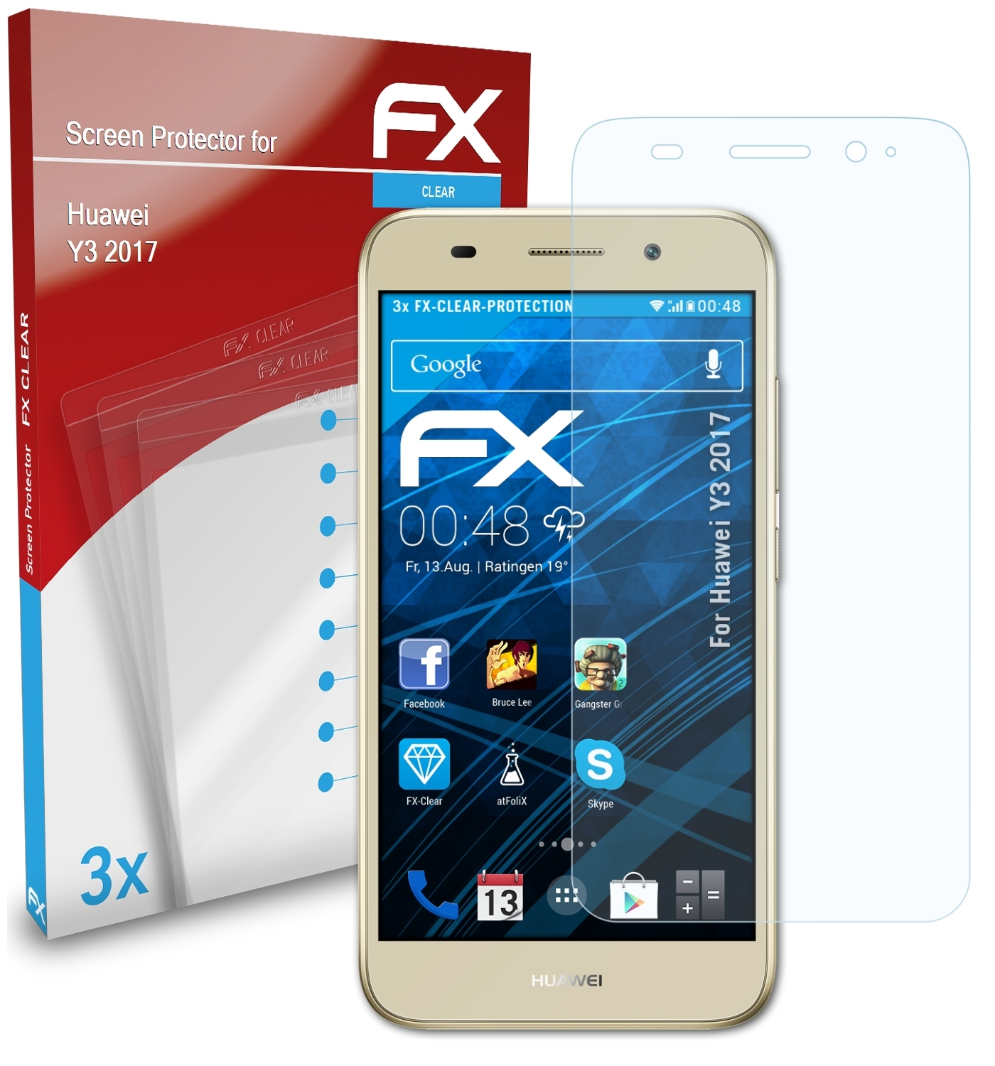 FX-Clear ATFOLIX Huawei Y3 Displayschutz(für 3x 2017)