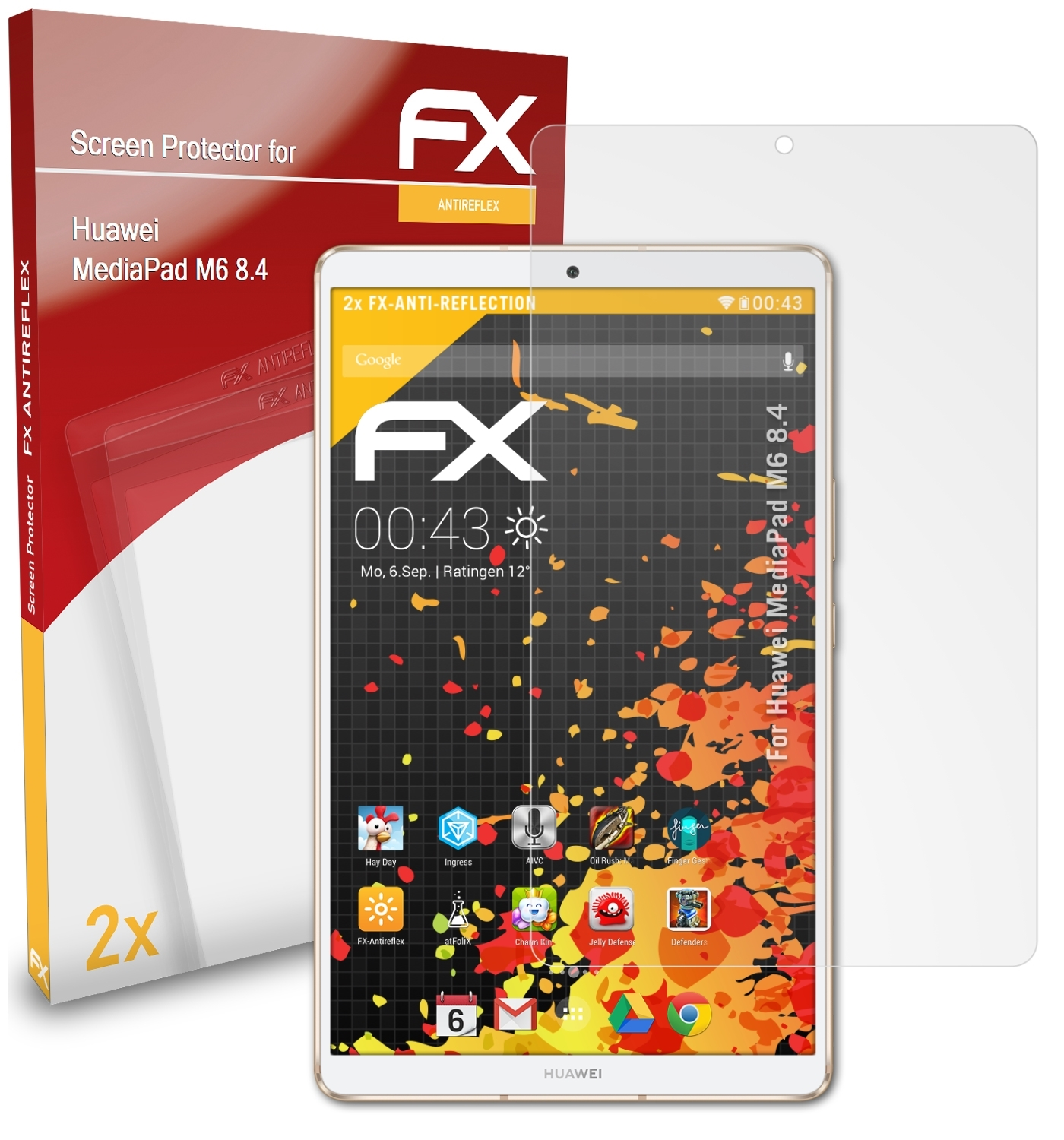 ATFOLIX 2x M6 8.4) Huawei MediaPad FX-Antireflex Displayschutz(für