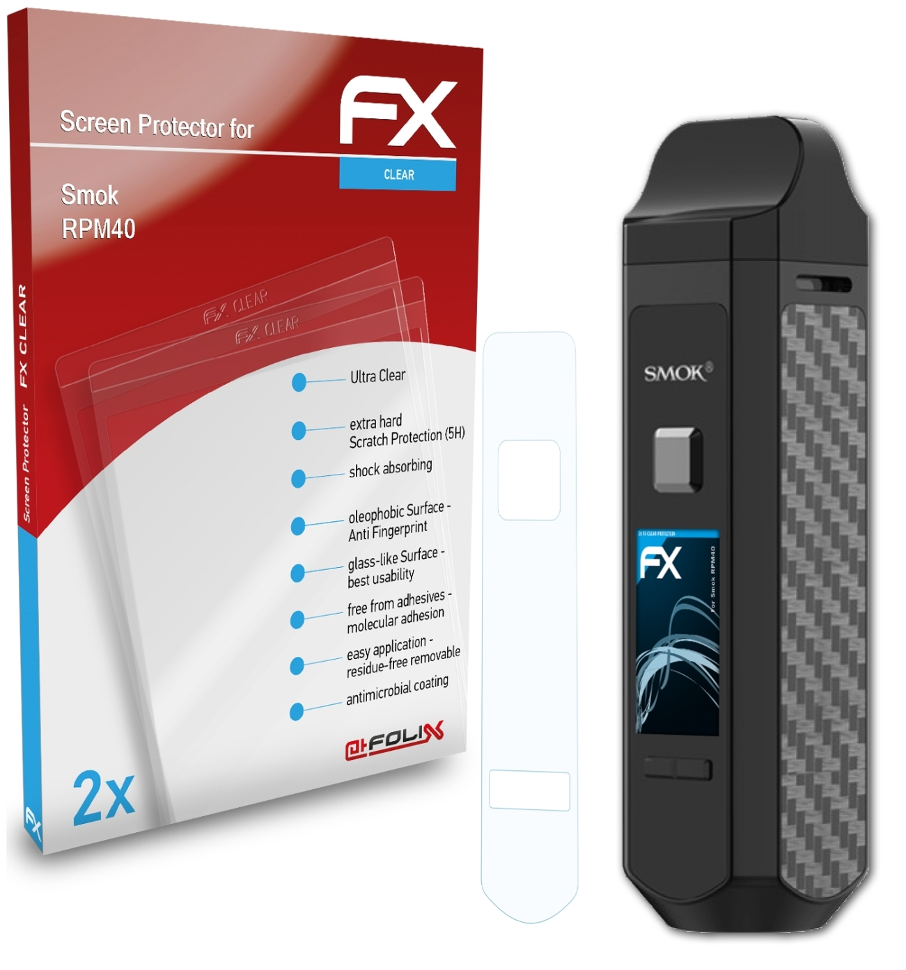 ATFOLIX 2x FX-Clear Displayschutz(für RPM40) Smok