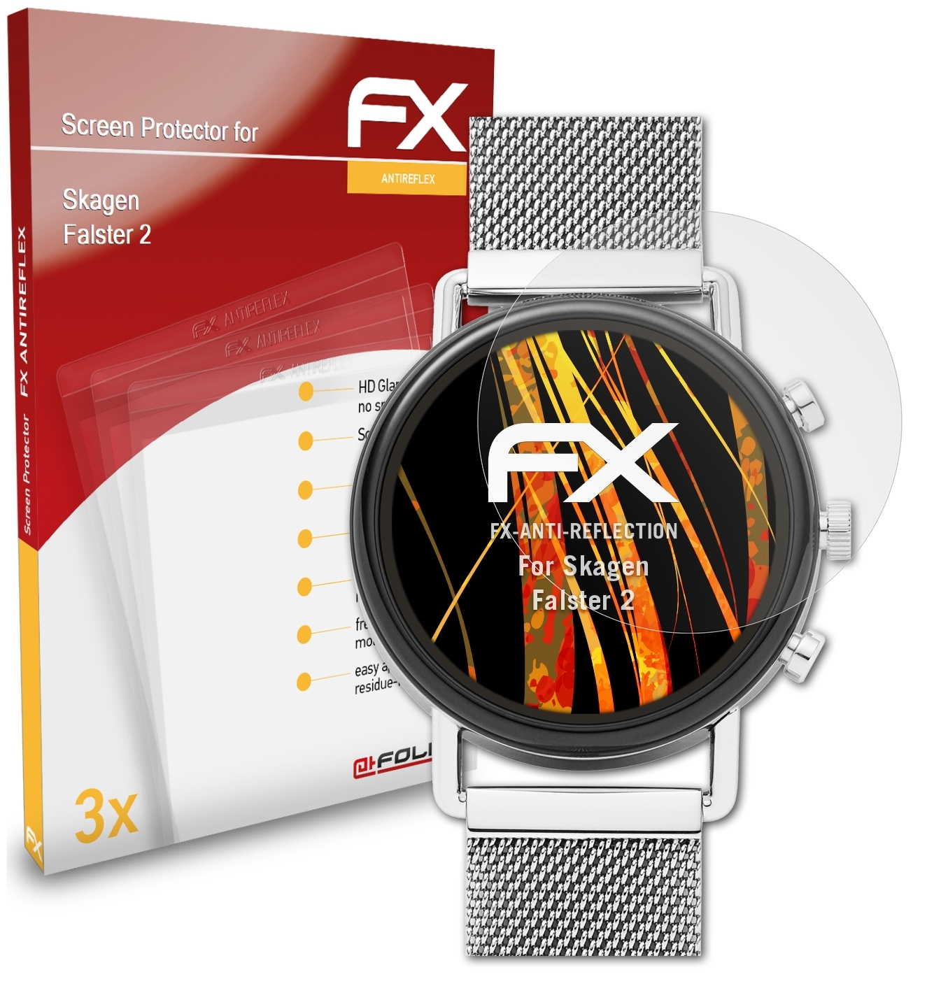 ATFOLIX 3x Displayschutz(für Falster Skagen FX-Antireflex 2)