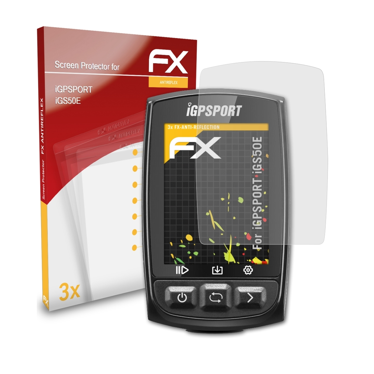 iGS50E) FX-Antireflex Displayschutz(für 3x ATFOLIX iGPSPORT