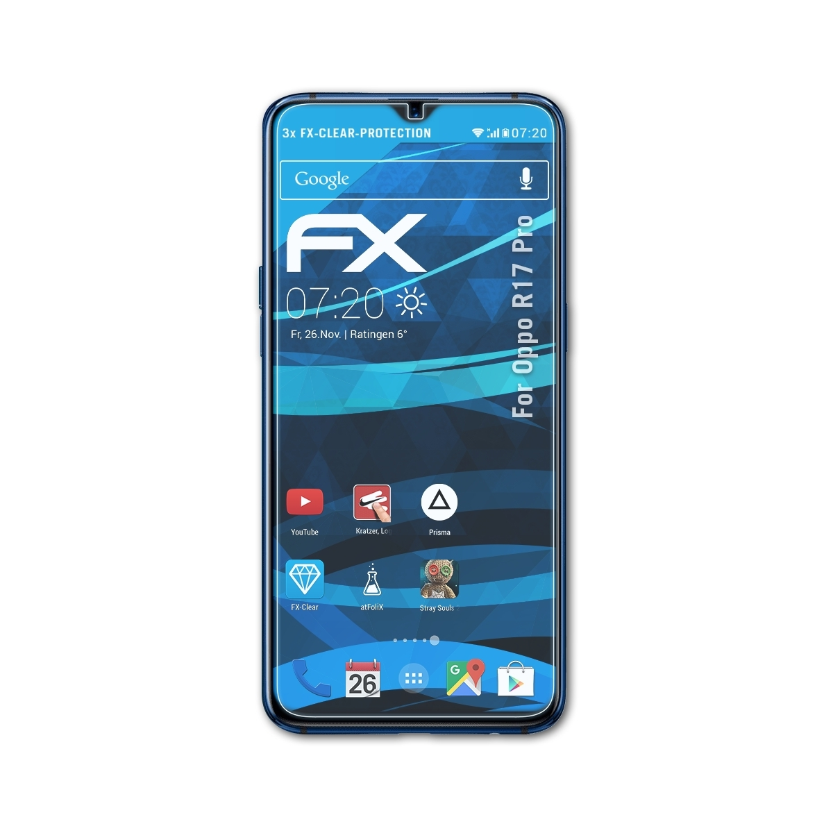 ATFOLIX 3x FX-Clear Displayschutz(für R17 Oppo Pro)