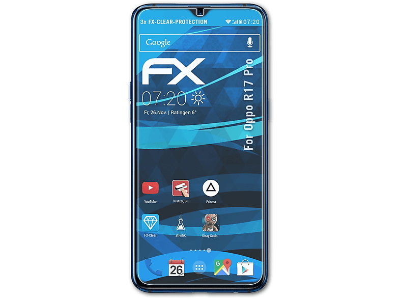 ATFOLIX 3x FX-Clear Displayschutz(für Oppo R17 Pro)