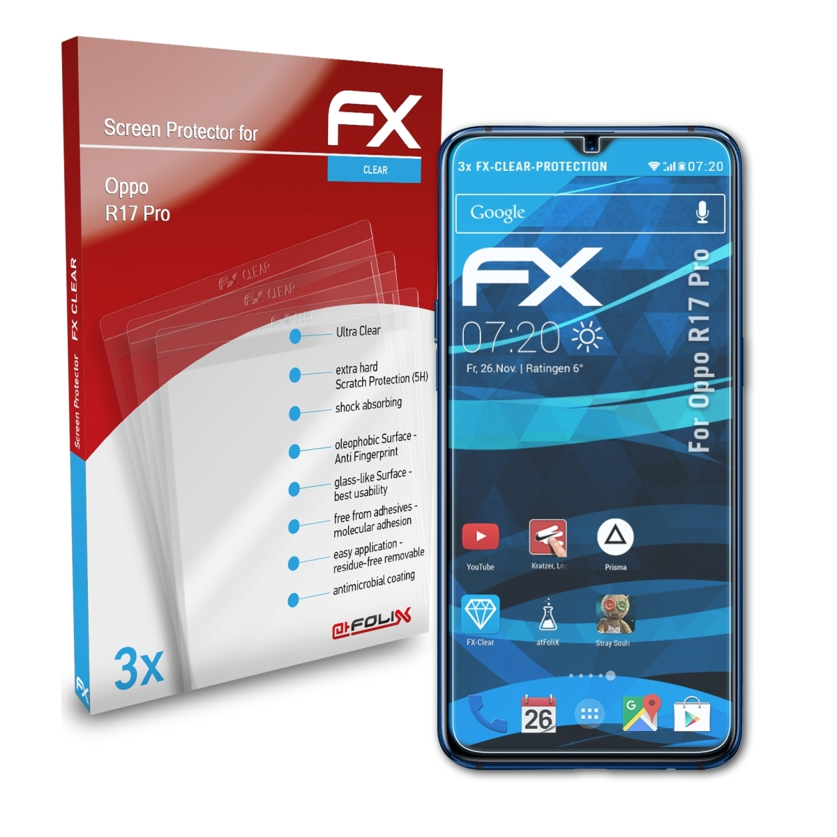 Displayschutz(für ATFOLIX Pro) R17 FX-Clear Oppo 3x