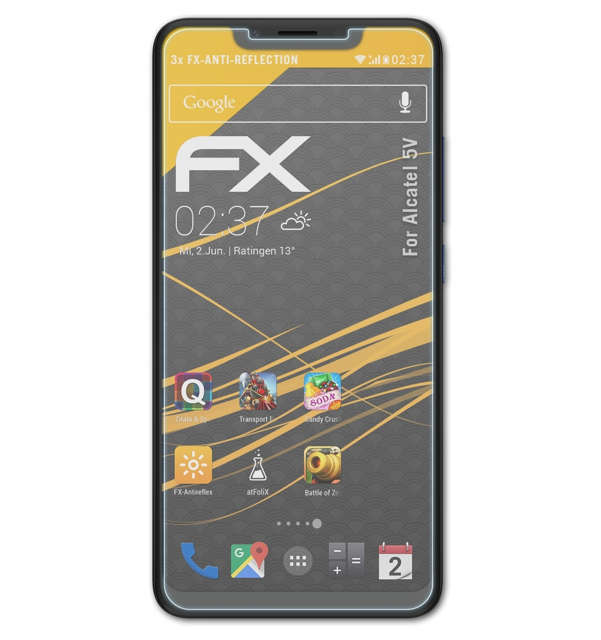 Displayschutz(für FX-Antireflex ATFOLIX 3x Alcatel 5V)