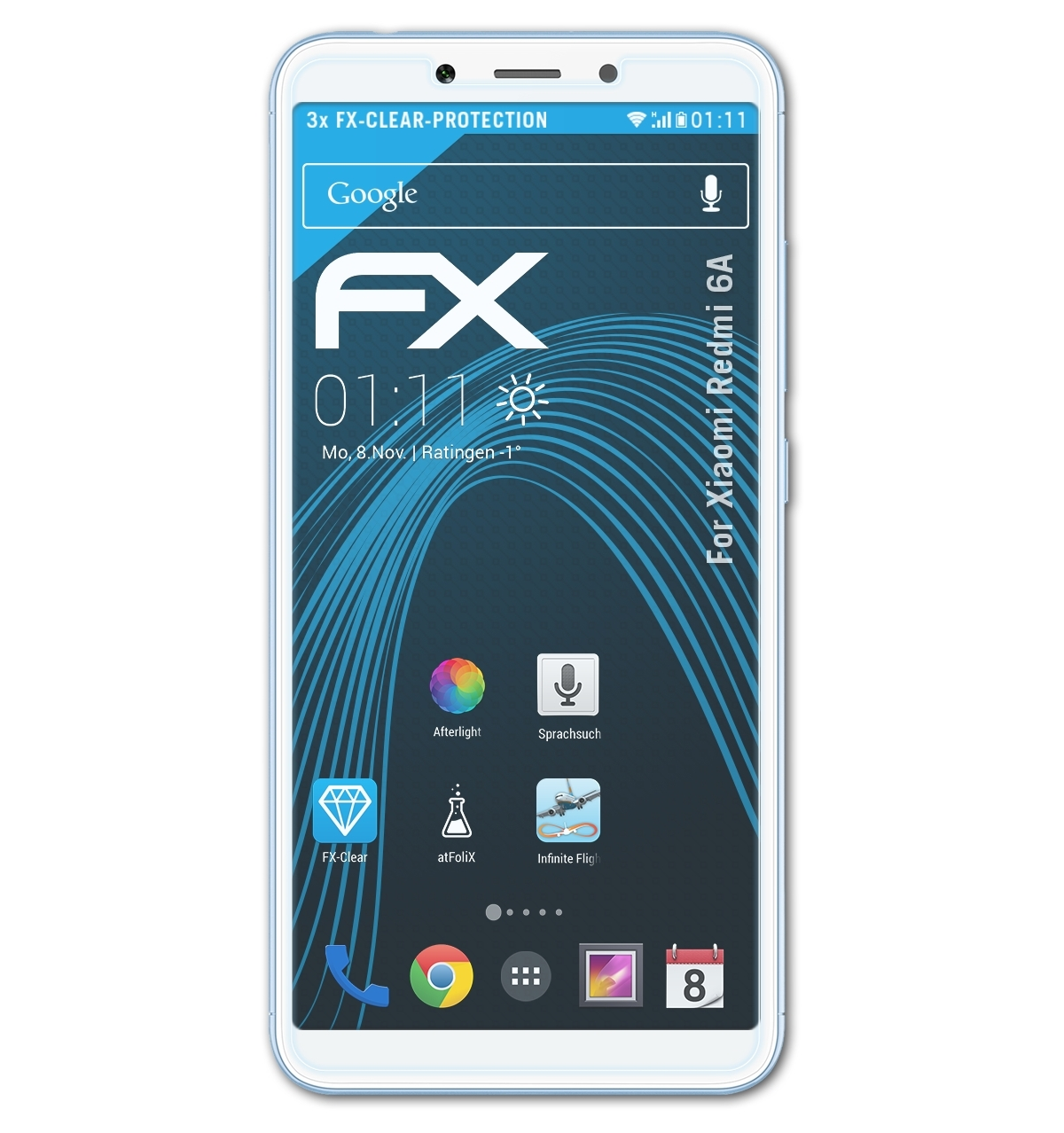 ATFOLIX 3x FX-Clear Displayschutz(für Xiaomi 6A) Redmi