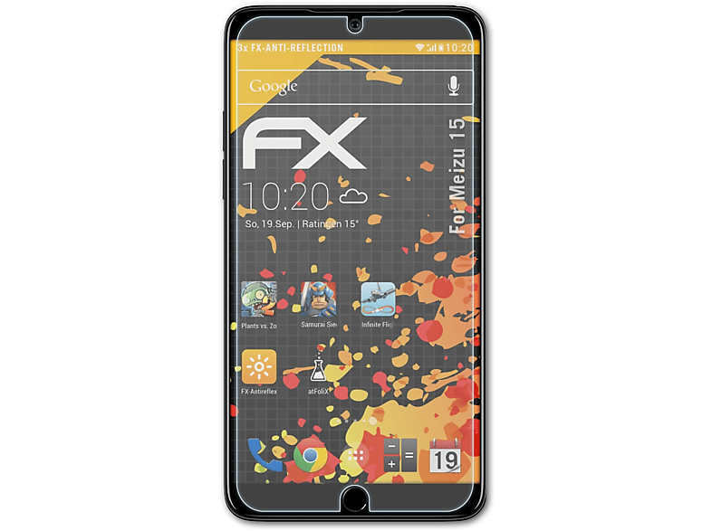 ATFOLIX 3x FX-Antireflex Displayschutz(für Meizu 15)