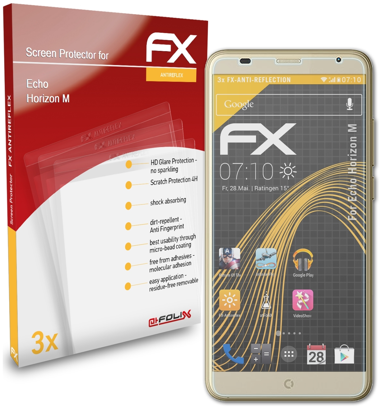 ATFOLIX 3x FX-Antireflex Displayschutz(für Echo Horizon M)