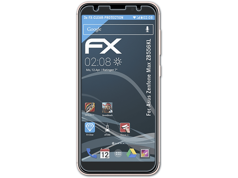 ATFOLIX 3x FX-Clear Displayschutz(für Asus Zenfone Max (ZB556KL))