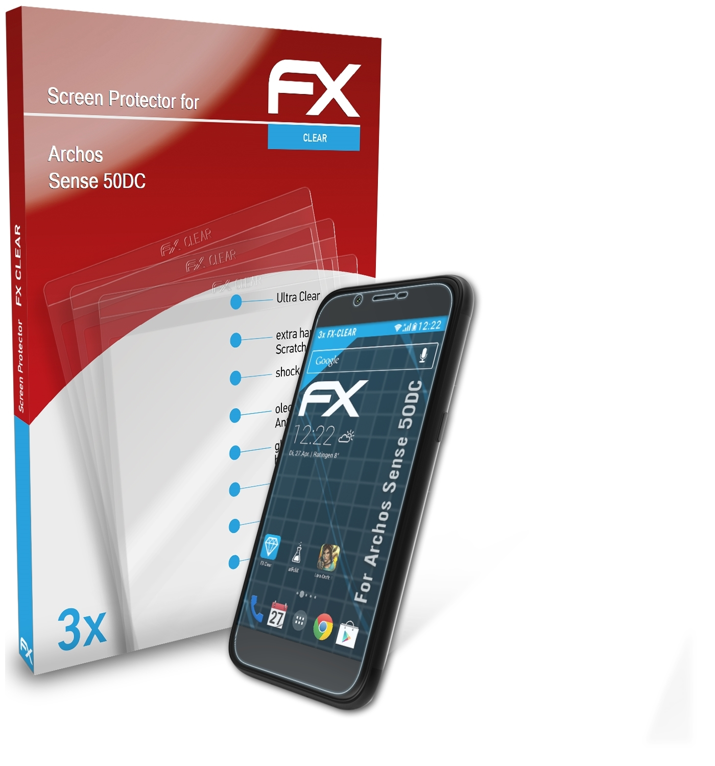 50DC) Sense ATFOLIX 3x FX-Clear Archos Displayschutz(für