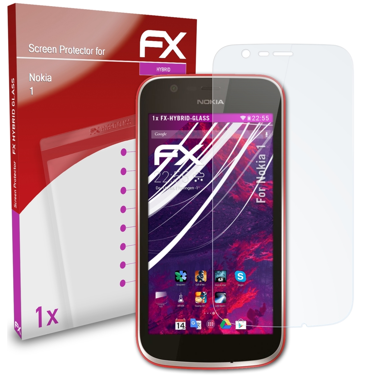 ATFOLIX FX-Hybrid-Glass Schutzglas(für Nokia 1)