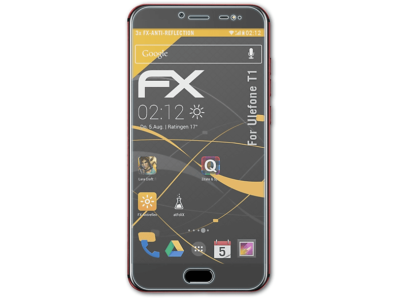 ATFOLIX 3x T1) FX-Antireflex Ulefone Displayschutz(für