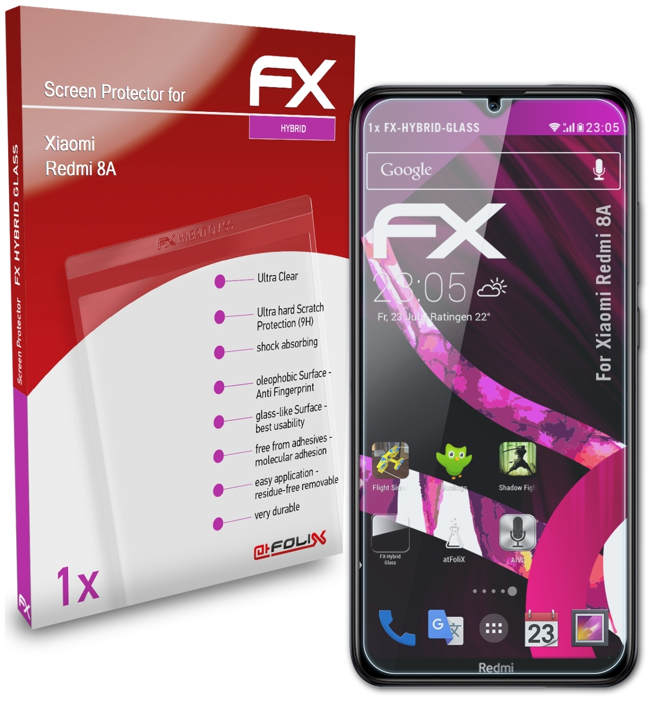 ATFOLIX FX-Hybrid-Glass 8A) Redmi Xiaomi Schutzglas(für