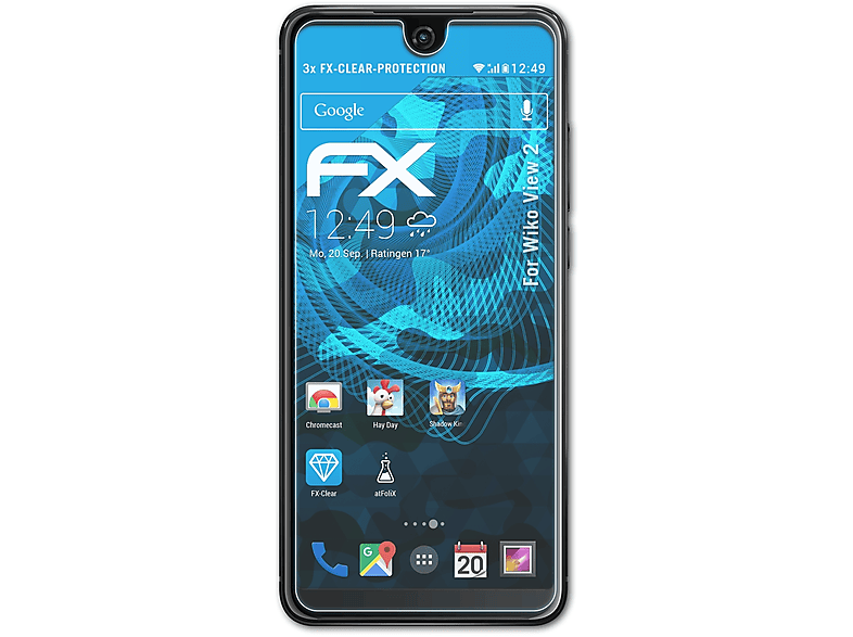 Wiko View FX-Clear 2) 3x ATFOLIX Displayschutz(für