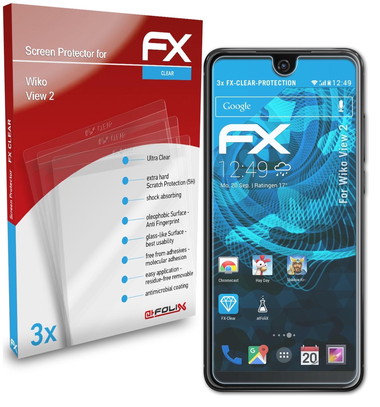 Wiko View FX-Clear 2) 3x ATFOLIX Displayschutz(für