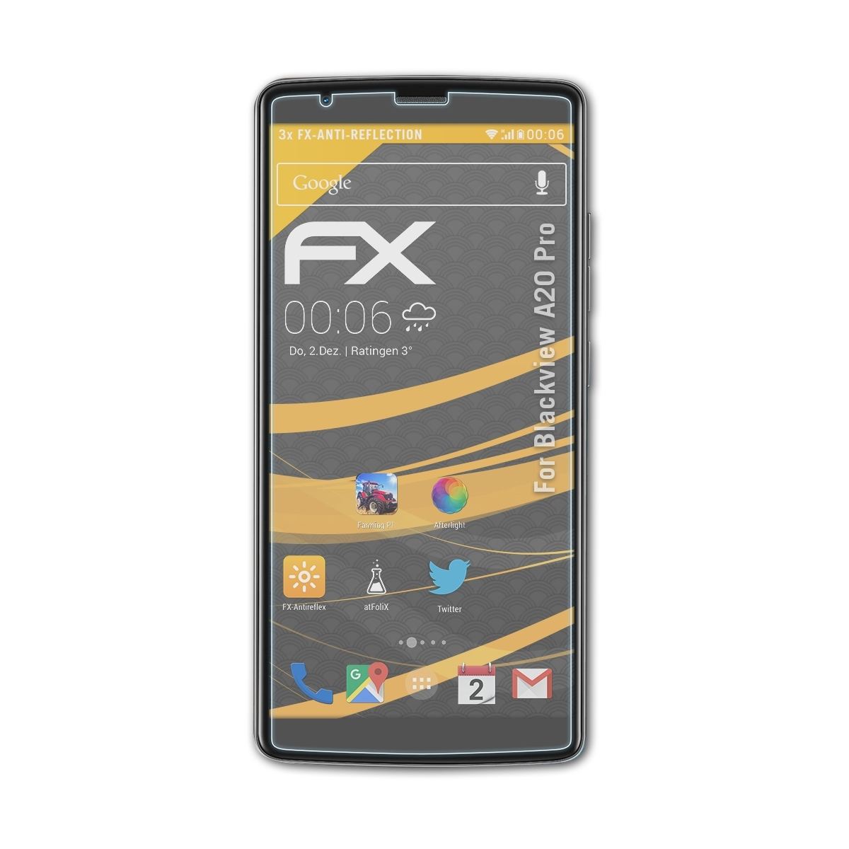 Blackview FX-Antireflex ATFOLIX Pro) 3x Displayschutz(für A20