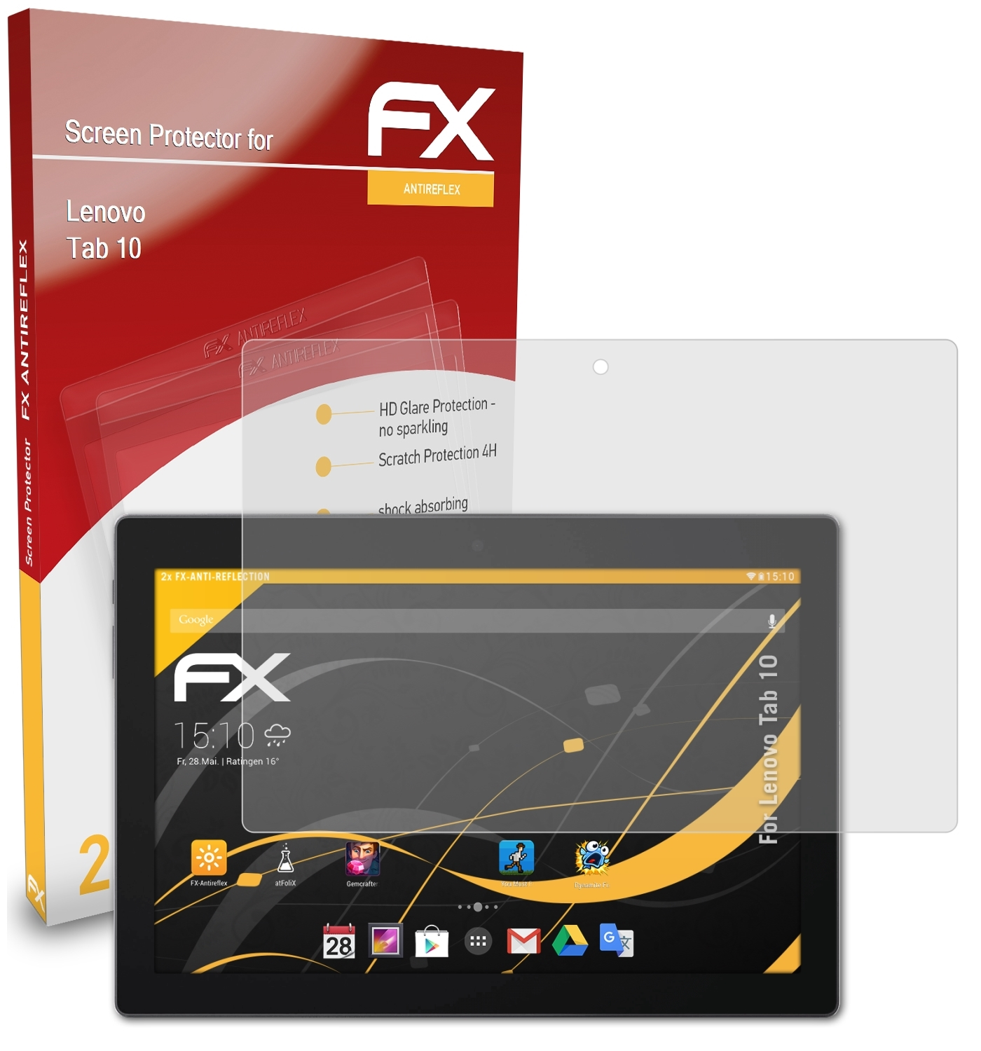 Lenovo Tab FX-Antireflex Displayschutz(für ATFOLIX 10) 2x