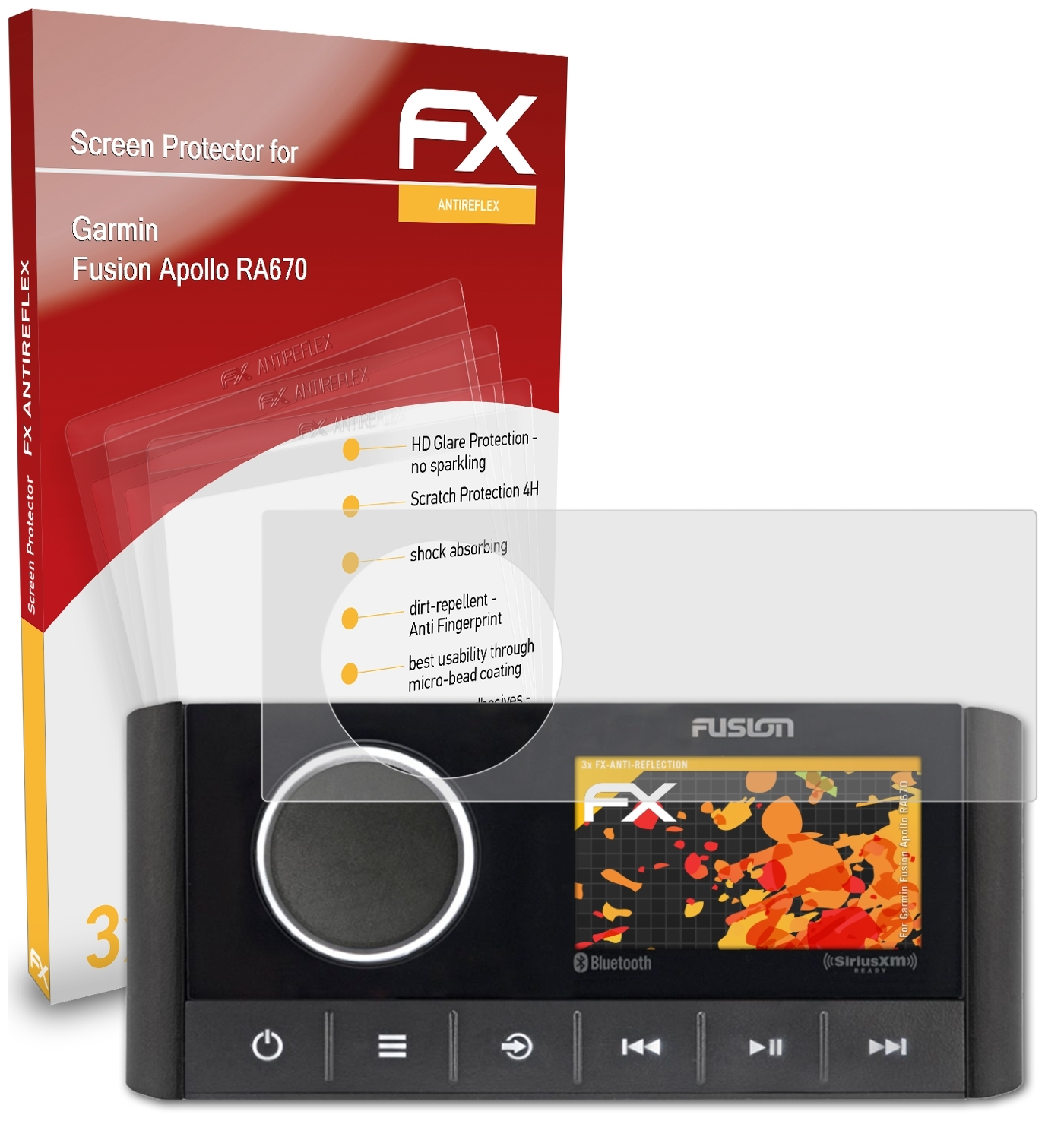 ATFOLIX 3x FX-Antireflex Displayschutz(für Garmin Fusion MS-RA670) Apollo