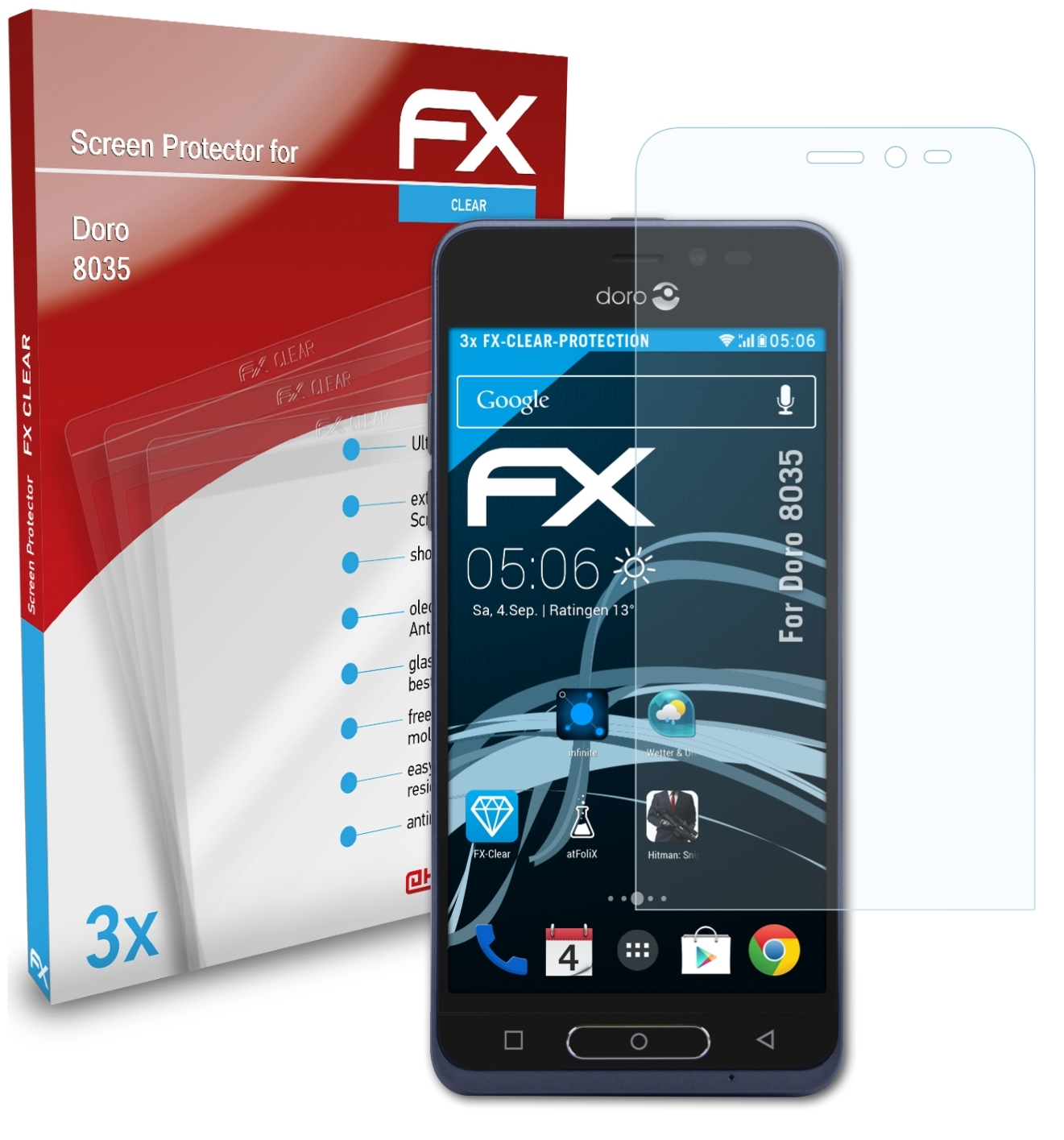 ATFOLIX 3x FX-Clear Displayschutz(für Doro 8035)